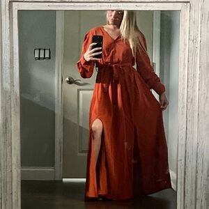 Elegant Rust Maxi Dress